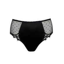Load image into Gallery viewer, Black women's underwear with white polka dot sides on a white background
