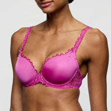 Load image into Gallery viewer, Pink bra with lace details on a plain background
