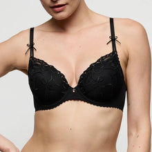 Load image into Gallery viewer, Black lace bra on a plain background
