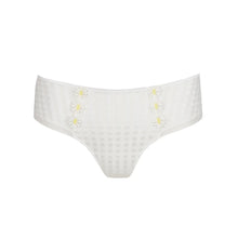Load image into Gallery viewer, White underwear with yellow floral embroidery on a white background