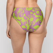 Load image into Gallery viewer, Purple and green floral-patterned underwear on a plain background