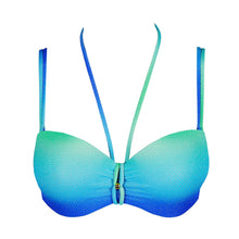Load image into Gallery viewer, Gradient blue and green bikini top on a white background
