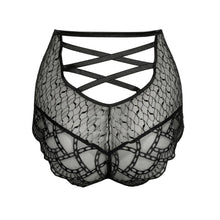 Load image into Gallery viewer, Black lace lingerie set on a white background