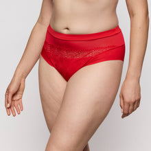 Load image into Gallery viewer, Red high-waisted underwear on a plain background