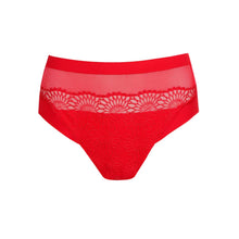 Load image into Gallery viewer, Red lace-trimmed underwear on a white background
