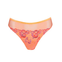 Load image into Gallery viewer, Orange lace bikini bottom on a white background