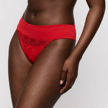 Load image into Gallery viewer, Red lace-trimmed underwear on a neutral background