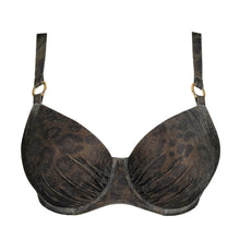 Load image into Gallery viewer, Black patterned bra on a white background