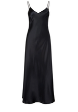 Load image into Gallery viewer, Full length pure Silk nightgown. This nightdress is plain to the front but has a low back with a wonderful lattice lace detail that runs to the waist.