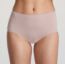 Load image into Gallery viewer, Perfect fit and comfort thanks to these high briefs without visible seams or stitching. The soft microfibre fits snugly over the bum and offers light control on the tummy. A fine glossy border on the waist adds a luxurious touch. No label on the inside and with a soft cotton gusset. These briefs are worn high on the tummy and rest on the hip to elongate the legline. Fabric Content: Polyamide: 79%, Elastane:15%, Polyester: 4%, Cotton: 2%. PATINE.