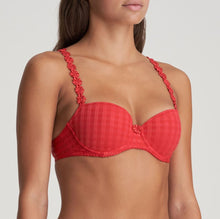 Load image into Gallery viewer, Smooth formed cup underwire balconnet bra with daisy strap detail. This underwire bra may be converted to a halter strap. This bra has the added advantage that it may be used as a halter or crossed over at the back. Fabric Content: Polyester: 53%, Polyamide: 39%, Elastane: 8%