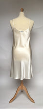 Load image into Gallery viewer, 100% pure satin silk nightslip. Adjustable straps, cut on the bias for movement. Knee length.