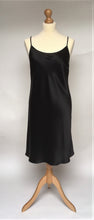 Load image into Gallery viewer, Classic pure silk satin slip. Bias cut. Adjustable spaghetti straps. French seams. Rounded neckline.