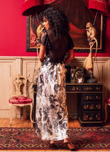 Load image into Gallery viewer, SALE Made in France, a beautiful full-length nightgown. It has a gently stretch lace on the bodice and short sleeves which then pluges low at the back. An adjustable draw string under the bust guarantees a perfect fit.