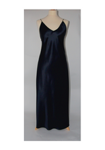 Load image into Gallery viewer, Full length pure Silk nightgown. This nightdress is plain to the front but has a low back with a wonderful lattice lace detail that runs to the waist.