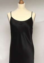 Load image into Gallery viewer, 100% pure satin silk nightslip. Adjustable straps, cut on the bias for movement. Knee length.