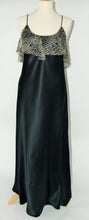 Load image into Gallery viewer, Full length pure heavy silk nightdress. Spaghetti strap and a playful chiffon bust detail at the front, with a longer wave of chiffon at the back, gives full cover at the top of this luxurious full length nightgown.