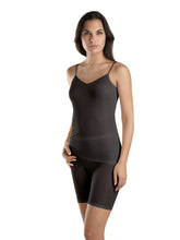 Load image into Gallery viewer, Fine knitted 100% silk spaghetti strap vest with a satin trim on the gently V neckline.