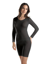 Load image into Gallery viewer, Fine knitted 100% silk long sleeve Vest with a satin trim on the round neck.