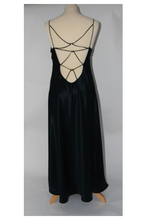 Load image into Gallery viewer, Full length pure Silk nightgown. This nightdress is plain to the front but has a low back with a wonderful lattice lace detail that runs to the waist.