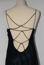 Load image into Gallery viewer, Full length pure Silk nightgown. This nightdress is plain to the front but has a low back with a wonderful lattice lace detail that runs to the waist.