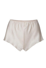 Load image into Gallery viewer, 100% Pure Silk French Knickers.   Elastic waist band and loose leg fitting. We have a large selection of colours and sizes to suit all tastes. Shapes may vary depending on colour choice. All traditional, all French knickers.  Fabric Content: 100% Pure Silk Made in Italy. Pearl.