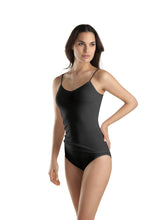 Load image into Gallery viewer, Beautiful Woolen Silk Spaghetti strap Vest. This temperature regulating natural fabric is so comfortable to wear. It has no side seams and has a stylish satin edging for subtle elegance. Fabric mix 70% merino wool and 30% pure silk. Hanro Woolen/Silk sizing is on the larger end of the spectrum. When ordering select the size down from normal. Fabric mix: 70% merino wool, 30% pure silk Machine washable