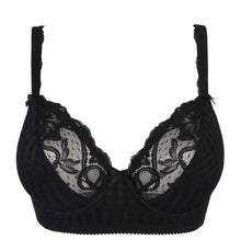 Load image into Gallery viewer, The Madison series is a keeper for many fans. No surprise, because this is very much a youthful, elegant series, thanks to the combination of checks and lace.This bra’s sublime fit has long been acclaimed. The must-have style in the best-selling Madison series. A bustier style underwire bra with plunging cups combines a fashionable look and an impeccable fit. Fabric content: Polyamide: 81%, Elastane: 19%. Black.