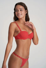 Load image into Gallery viewer, Smooth formed cup underwire balconnet bra with daisy strap detail. This underwire bra may be converted to a halter strap. This bra has the added advantage that it may be used as a halter or crossed over at the back. Fabric Content: Polyester: 53%, Polyamide: 39%, Elastane: 8%