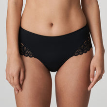 Load image into Gallery viewer, Black shorts style Hotpants. Wide soft stretch lace both over the hips and bottom