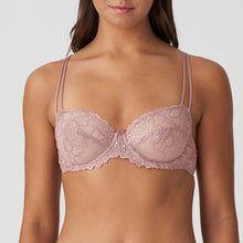 Load image into Gallery viewer, An all lace balconnet bra with a horizontal seam. Delicate double straps offer a light but structured support. Richly embroidered cups with full coverage. Classic lace bra for a classic balconnet look. Fabric content: Polyamide: 45%, Polyester: 35%, Elastane: 20%. Bois de Rose.