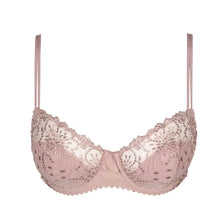 Load image into Gallery viewer, BEST SELLER & back again by popular demand! A half lace, half formed cup balconnet bra. This bra all the benefits of a lace bra but also all the shape and cover of a formed cup bra. It is a win-win situation. The final icing on the cake is the delicate two strap detail which has all the strength of a wider strap without the bulk. Fabric content: Polyamide: 49%, Polyester: 34%, Elastane: 17%. Bois de Rose.
