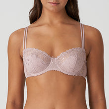 Load image into Gallery viewer, BEST SELLER & back again by popular demand! A half lace, half formed cup balconnet bra. This bra all the benefits of a lace bra but also all the shape and cover of a formed cup bra. It is a win-win situation. The final icing on the cake is the delicate two strap detail which has all the strength of a wider strap without the bulk. Fabric content: Polyamide: 49%, Polyester: 34%, Elastane: 17%. Bois de Rose.