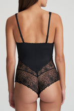 Load image into Gallery viewer, This body is ultra feminine. It has a beautiful lace back detail, yet is properly supportive on the bust, complete with a formed cup. It offers all the comfort and shaping required, but with a sexy flair! The fine lace embroidery adorns the upper edge of the cup, which ensures the bra hugs the skin. This body creates a streamlined figure with no visible lines under your clothes. Fabric content: Polyamide: 56%, Polyester: 32%, Elastane: 11%, Cotton: 1%. Black