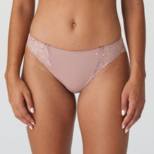 Load image into Gallery viewer, This is the classic Marie Jo bikini style Rio brief. The fine embroidery runs over the hips and really brings out the elegant line. With no visible lines and a great fit around the bottom, it has full cover to the front and back. Fabric content: Polyamide: 68%, Polyester: 14%, Elastane: 10%, Cotton: 8%. Bois de Rose.
