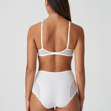 Load image into Gallery viewer, This is the classic Marie Jo full brief. The floral lace embroiderd lace runs over the hips and really brings out the elegant line. It covers part of the tummy plus full coverage at the back to create a stylish yet comfortable brief. Tulle and embroidery make an excellent duo combined with pure white, a timeless colour that never goes out of style. Fabric content: Polyamide: 70%, Polyester: 16%, Elastane: 8%, Cotton: 6%