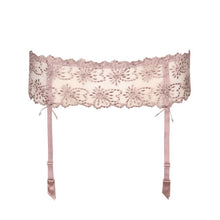 Load image into Gallery viewer, A sexy all lace Suspender Belt, the perfect accessory and decoration to the Jane bra and bottoms. Fabric content: Polyester: 54%, Polyamide: 32%, Elastane:14%. Bois de Rose.