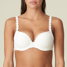 Load image into Gallery viewer, Push-up plunge bra with integrated padding for a deep cleavage, gently edged with the Avero signature daisy embroidery. This bra lifts beautifully, resulting in a seductive cleavage. Particularly good for smaller bust sizes. Fabric Content: Polyester: 83%, Polyamide: 13%, Elastane: 4%