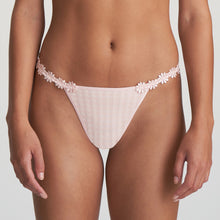 Load image into Gallery viewer, Playful daisy trim narrow sided G/String with an opaque front. A very feminine, sensual and sexy style that reveals the bottom. This style offers the minimum look! Fabric Content: Polyamide: 79%, Elastane: 17%, Cotton: 4%