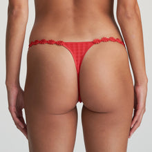 Load image into Gallery viewer, Playful daisy trim narrow sided G/String with an opaque front. A very feminine, sensual and sexy style that reveals the bottom. This style offers the minimum look! Fabric Content: Polyamide: 79%, Elastane: 17%, Cotton: 4%