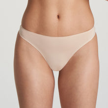 Load image into Gallery viewer, Super smooth, super light and simple G/String without visible seams or stitching. The soft microfibre fits snugly over the tum and offers light control. A fine glossy border on the waistband adds a luxurious touch. No label on the inside and with a soft cotton gusset. Fabric Content: Polyamide: 81%, Elastane:15%, Cotton: 4%. Caffé Latte.