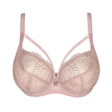Load image into Gallery viewer, Bois de Rose. This Tulip Shape underwire bra is feminine, comfortable, and super-luxurious. The tonal colour creates an edgy tattoo effect. The removable extra straps accentuate your feminine cleavage. Looks wonderful under a V-neck top or dress. The embroidered lace is both soft and supple. A perfect is 3 panelled and fully supportive Balconnet bra, suitable for any occasion. Fabric: Polyamide: 61%, Polyester: 24%, Elastane:15%