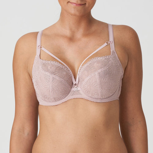 Bois de Rose. This Tulip Shape underwire bra is feminine, comfortable, and super-luxurious. The tonal colour creates an edgy tattoo effect. The removable extra straps accentuate your feminine cleavage. Looks wonderful under a V-neck top or dress. The embroidered lace is both soft and supple. A perfect is 3 panelled and fully supportive Balconnet bra, suitable for any occasion.  Fabric: Polyamide: 61%, Polyester: 24%, Elastane:15%
