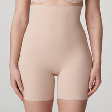 Load image into Gallery viewer, Caffé Latte. Elegant super smooth figure-fixing high Shorts with taut lines. These high Shorts which run from under the bust to mid thigh cover and shape the tummy fully, ensuring a completely smooth and invisible line under clothing. Its superior design guarantees that it does not roll down! Fabric content: Polyamide: 59%, Elastane: 40%, Cotton: 1% to mid thigh cover and shape the tummy fully, ensuring a completely smooth and invisible line under clothing.