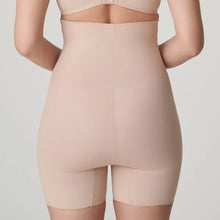 Load image into Gallery viewer, Caffé Latte. Elegant super smooth figure-fixing high Shorts with taut lines. These high Shorts which run from under the bust to mid thigh cover and shape the tummy fully, ensuring a completely smooth and invisible line under clothing. Its superior design guarantees that it does not roll down! Fabric content: Polyamide: 59%, Elastane: 40%, Cotton: 1% to mid thigh cover and shape the tummy fully, ensuring a completely smooth and invisible line under clothing.