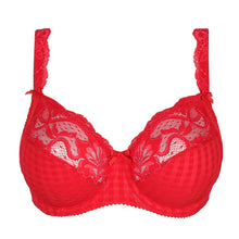 Load image into Gallery viewer, The Madison series is a keeper for many fans. No surprise, because this is very much a youthful, elegant series, thanks to the combination of checks and lace.This bra’s sublime fit has long been acclaimed. The cups are sewn from three sections to support, centre and lift the bust optimally. It not only makes you look slimmer, it’s exceptionally comfortable too! Scarlet.