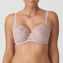 Load image into Gallery viewer, Bois de Rose. This underwire bra is feminine, comfortable, and super-luxurious. The tonal colour creates an edgy tattoo effect. The removable extra straps accentuate your feminine cleavage. Looks wonderful under a V-neck top or dress. The embroidered lace is both soft and supple. The bra is 3 panelled and fully supportive. Fabric: Polyamide: 60%, Polyester: 25%, Elastane:15%