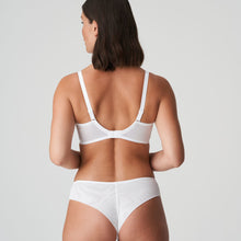 Load image into Gallery viewer, Pure White. This underwire bra is feminine, comfortable, and super-luxurious. The tonal colour creates an edgy tattoo effect. The removable extra straps accentuate your feminine cleavage. Looks wonderful under a V-neck top or dress. The embroidered lace is both soft and supple. The bra is 3 panelled and fully supportive. Fabric: Polyamide: 60%, Polyester: 25%, Elastane:15%