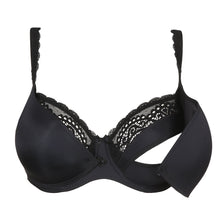 Load image into Gallery viewer, Elegant and supremely comfortable nursing bra with smooth cups that are easy to open and close with the centre clip. The lace trim extends just above the cups and creates gorgeous, feminine cleavage. The straps are adorned with embroidery.