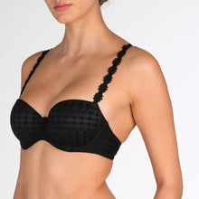Load image into Gallery viewer, Smooth formed cup underwire balconnet bra with daisy strap detail. This underwire bra may be converted to a halter strap. This bra has the added advantage that it may be used as a halter or crossed over at the back. Fabric Content: Polyester: 53%, Polyamide: 39%, Elastane: 8%